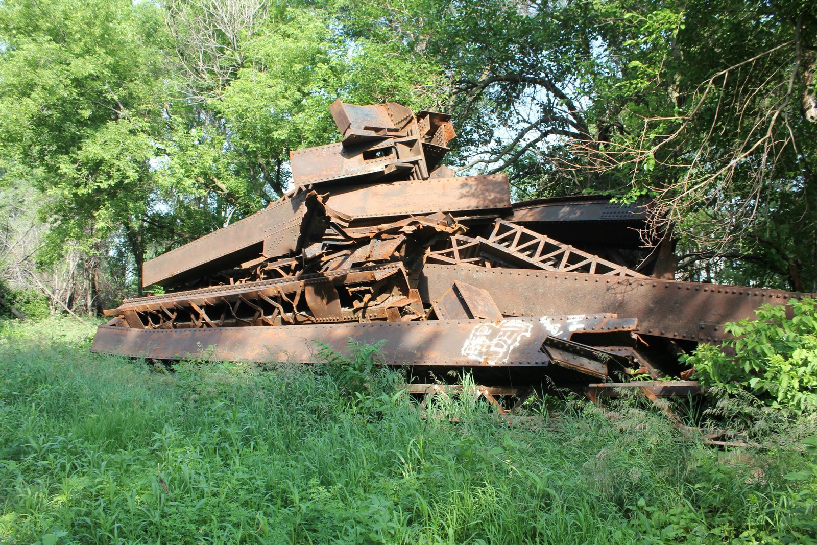 Scrap steel from bridge during demolition